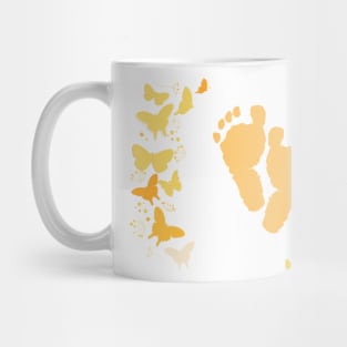 Baby foot prints with butterfly newborn baby Mug